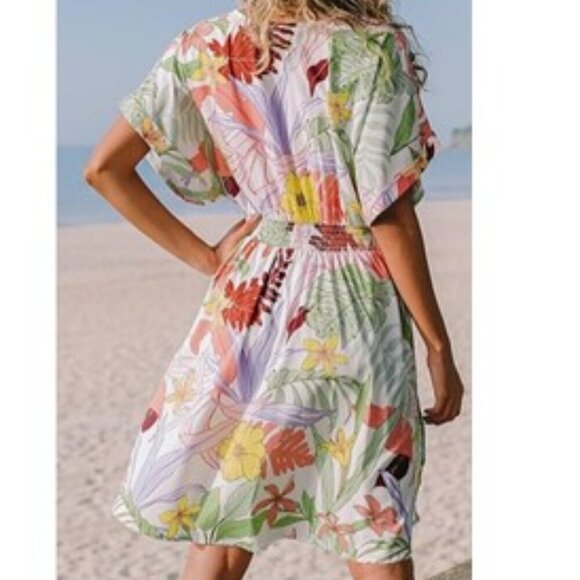 CUPSHE📦 Women V Neck A Shape Elastic Waist Above Knee Floral Dress - NWT - Picture 2 of 6